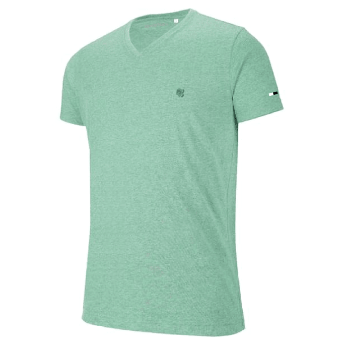 Tee-shirt TESTA PICCULA col V - irich vert chiné