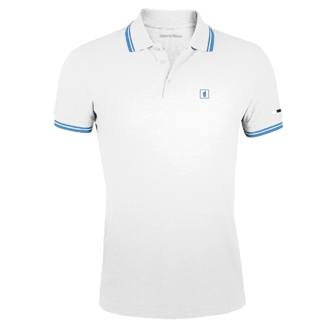 POLO PASQUALE - ISULA DUI - BLANC/ACQUA