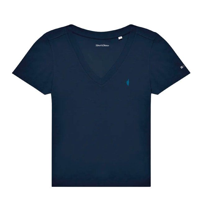 TEE-SHIRT BIO EMMA V - ISULA PICCULA - bleu marine -